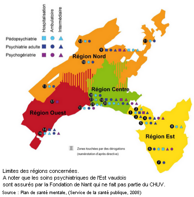 Les secteurs du Département de psychiatrie